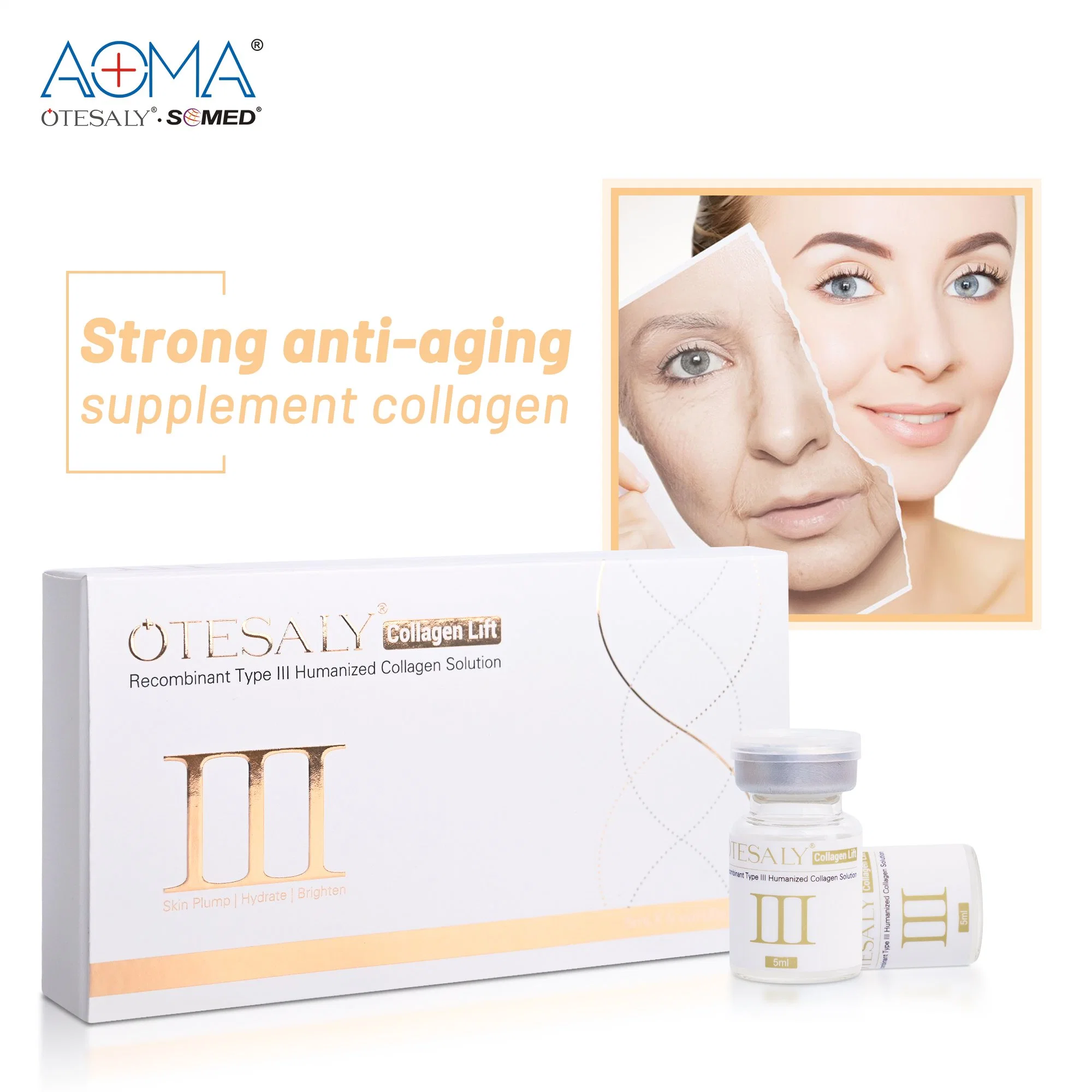 OEM ODM Recombinant Type III Humanized Collagen Solution Remove Acne Spots Loose Skin Hands Neck Face Treatment