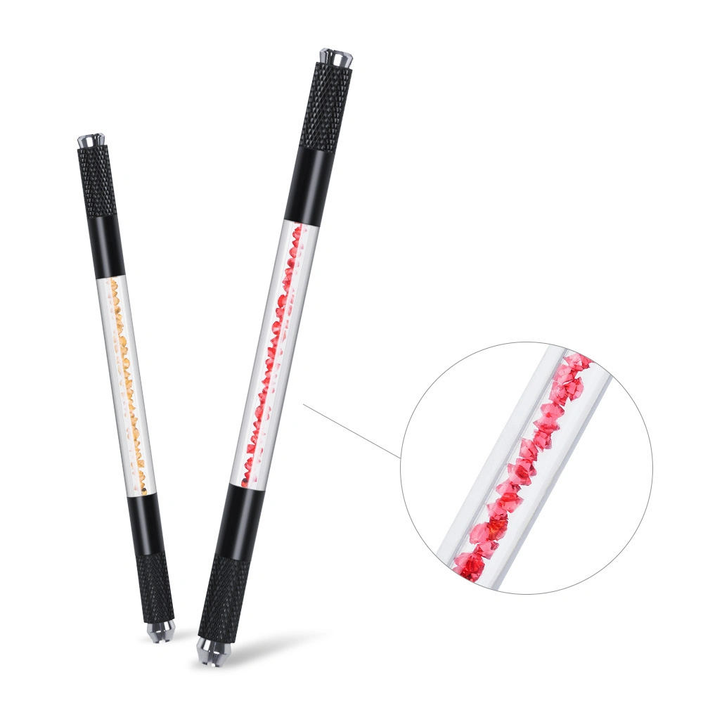 Microblading Manual Pen Double-Headed Crystal Acrylic Handle Permanent Makeup Eyebrow Lip Tool