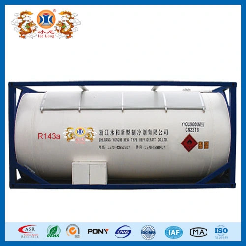 China suministro 99,9% de alta pureza Trifluoroetano R143A Gas refrigerante ISO Tanque