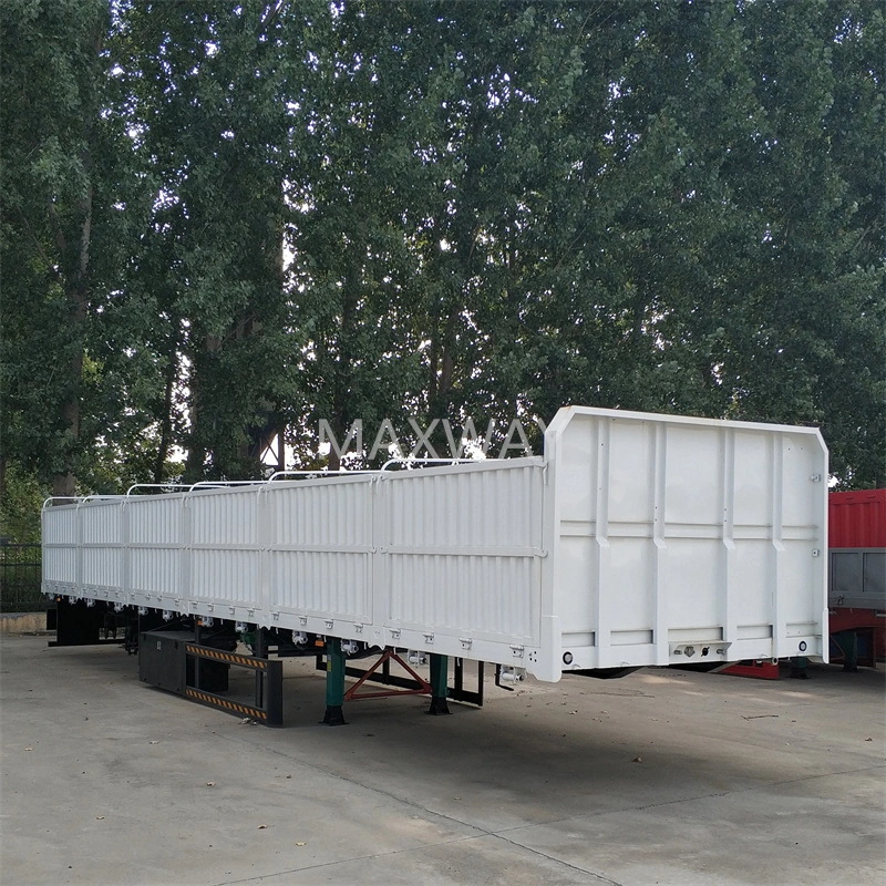 3 Axle 40 50 60 Ton Coal Transport Cage Side Wall Semi Drop Fence Log Box Van Cargo Trailer