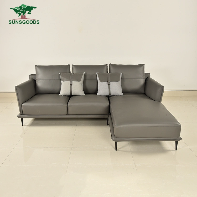 Chinese Natural and Comfortable Modern Style Black and White Leather / Fabric Leather Sofa Furniture