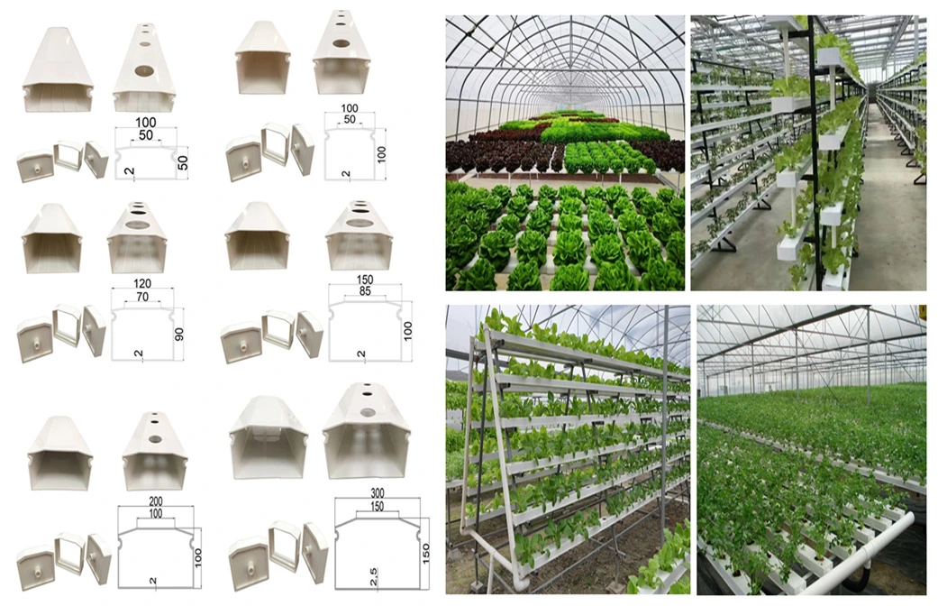 Tipo horizontal Hydroponic sistemas crescentes/calha de plantação de PVC para plantação de estufa