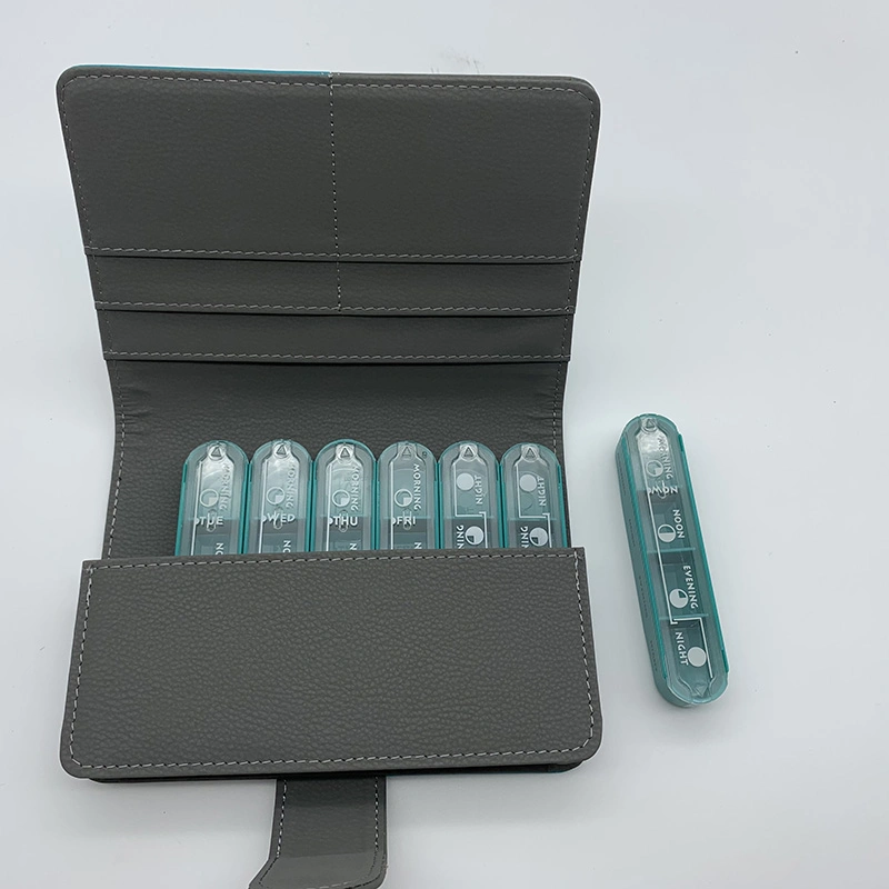 Portable Genäht Leder Pille Organizer Versiegelt Kleine Medizin Fall Pharmaceuticals Behälter