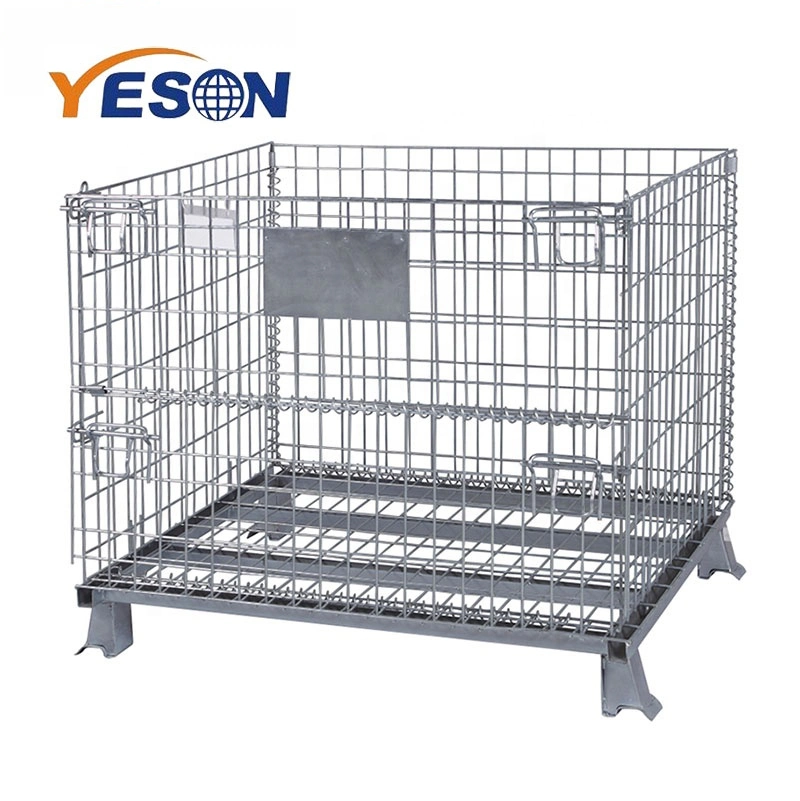 Wholesale/Supplier Galvanized Foldable Stackable Metal Storage Cage Wire Mesh Warehouse Containers