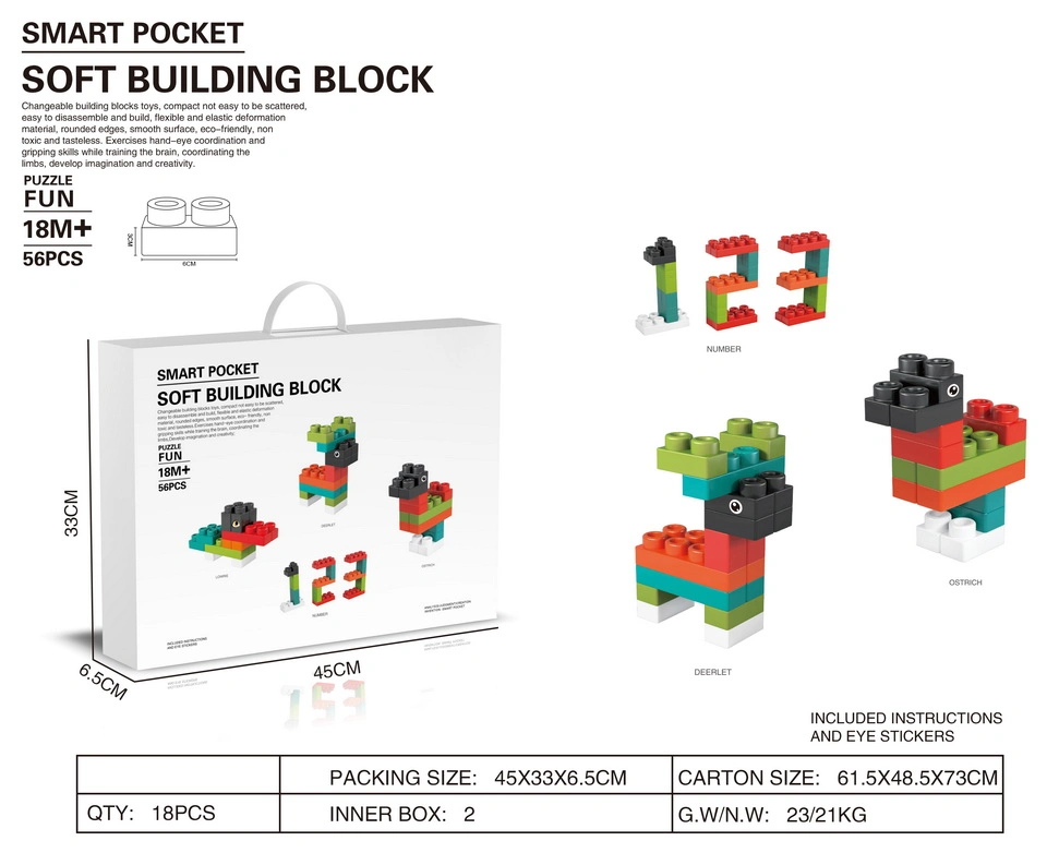 Blocs de construction éducatifs en plastique souple pour bébé