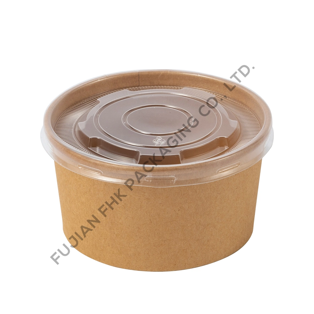 FDA/EU Approval High Quality Kraft Paper Disposable Fast Food Box Fruit Salad Lunch Round Paper Bowl