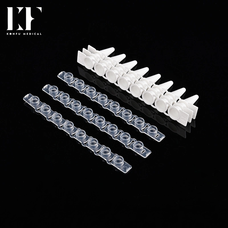 White Medical Grade Plastic 8 Strip PCR Tube with Cap Easy to Use Micro Centrifuge Tubes for Lab Work