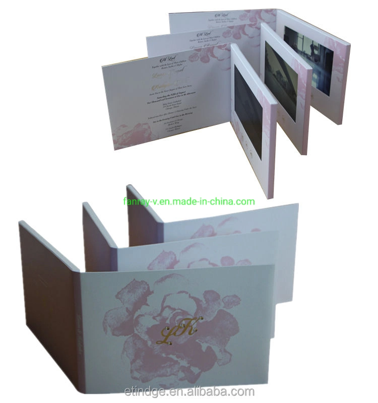 Beautiful Personalised 7inch LCD Video Greeting Brochure Card Gift for Wedding Invitation