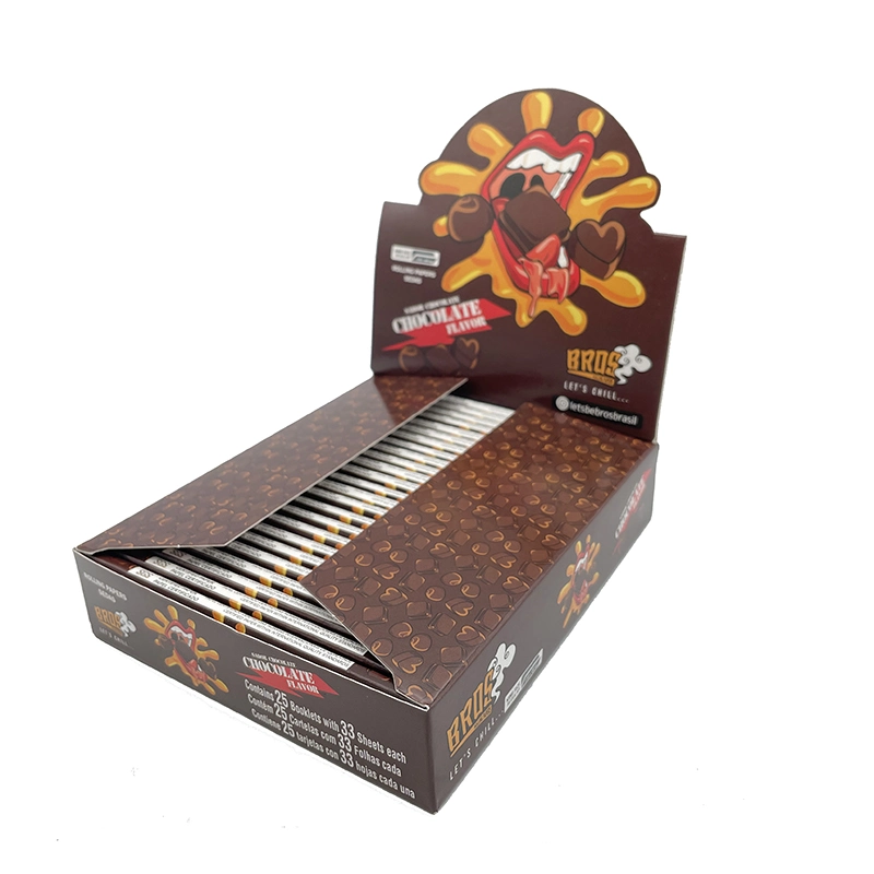 Bros 33 hojas Chocolate Flavored Natural 110*44 mm King Size Slim 25 Folletos papel rodante de cigarrillos