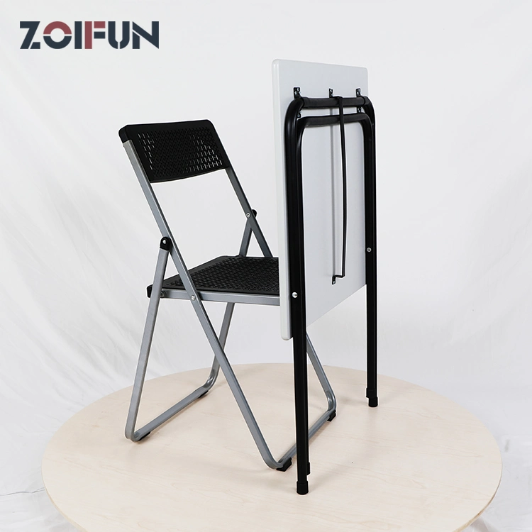 MDF Pencil Hole Small Desk Foldable Plastic Folding Chair School Classroom Outdoor Use Table Set