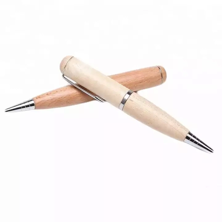 Logo Customized Classic Wooden Ball Pen USB Flash Drive Pendrive USB Stick Pen Drive Wholesale