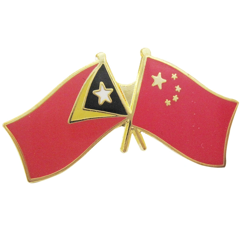 Fabrik Custom Made Vergoldet Metalllegierung Banner Lapel Pin Hersteller Kundenspezifische Hard Emaille Meeting Souvenir maßgeschneiderte Palästina und China Flag-Abzeichen