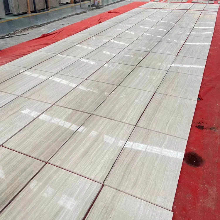 Chinese Polished/Honed Finsh White Wooden Veins Marble Slabs for Wall and Flooring Tiles