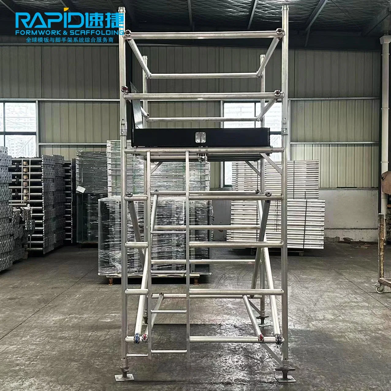 Scaffolding All Aluminum Mobile Tower with Wheels 2-12m Multipurpose Aluminum Scaffold Tower Platform 6061-T6 Single Double Width Alu Mobile Scaffold Tower