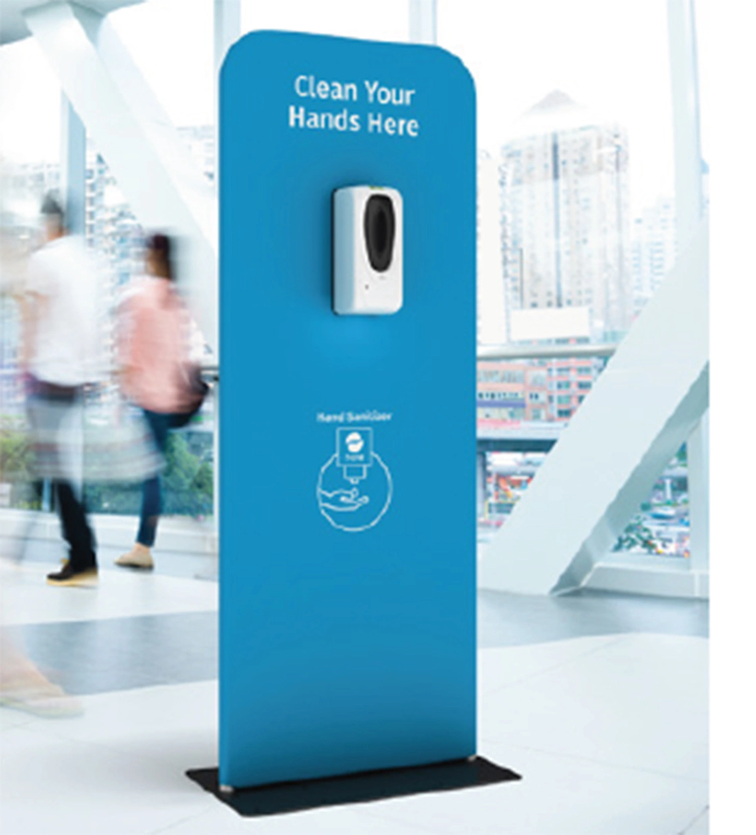 Touch Free Hands Free Hand Sanitizer Stand Branding PVC Board Display Stands