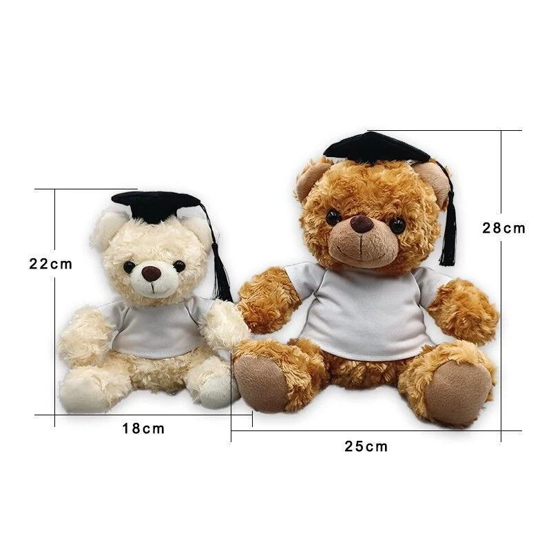 Sublimation 25cm Graduation Bear Plush Toy for Students Bear with Doctoral Hat