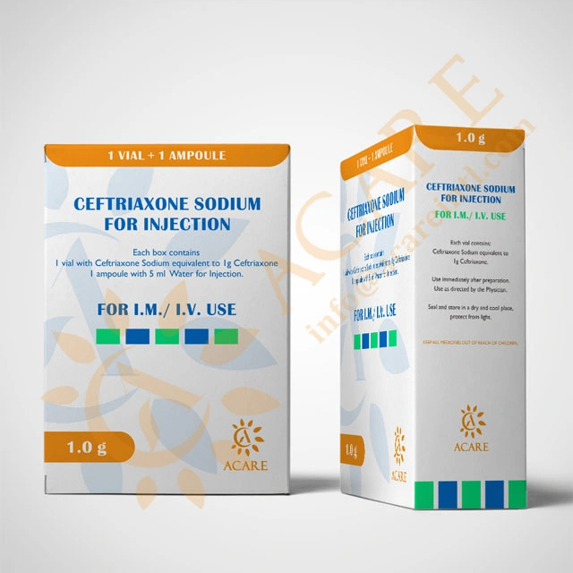 GMP Approved Ceftriaxone Sodium for Injection with/ Without Water or Lido 500mg or 1g