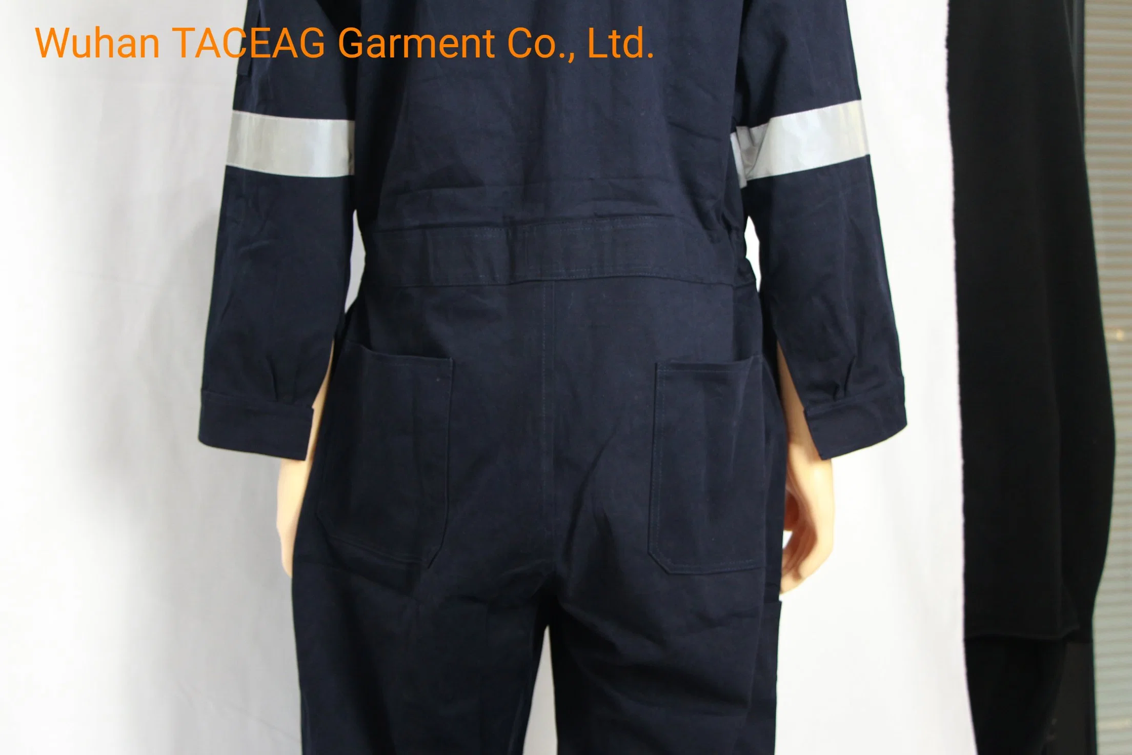 Mono de ropa de corte de rasgadura de color arena con tira reflectante de algodón Monos de seguridad Insulated Fire Retardant Suit Calzado