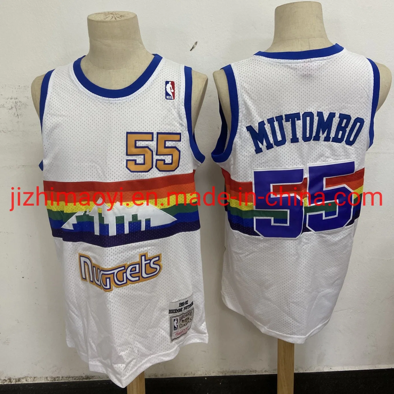 Wholesale Mens Denver Nuggets Dikembe Mutombo Swingman Jerseys Vest Tank Top Mesh Sportswear