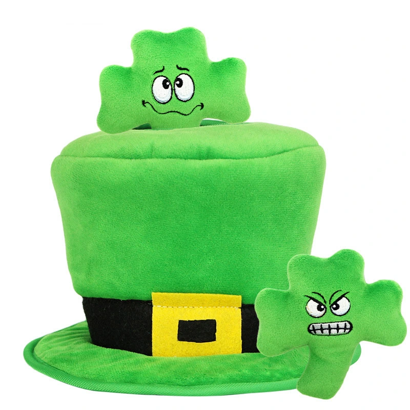 Factory Wholesale Pet Toys Plush Hide and Seek Activity St. Patrick&prime; S Day Plush Toys for Dogs Chew Toys