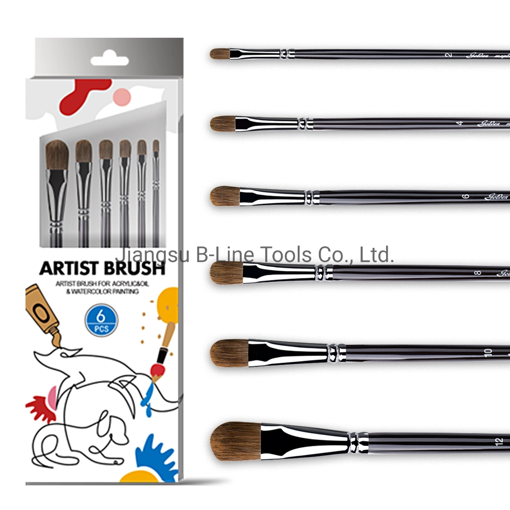 High Quality Weasel Hair Filbert Artist Paint Brushes Set