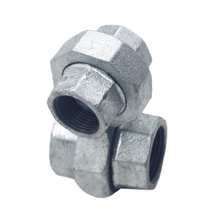 BS Thread Union Malleable Iron Pipe Fittings 3/4'' 1/2'' Flat Seat Gi Union for Pipe Connection