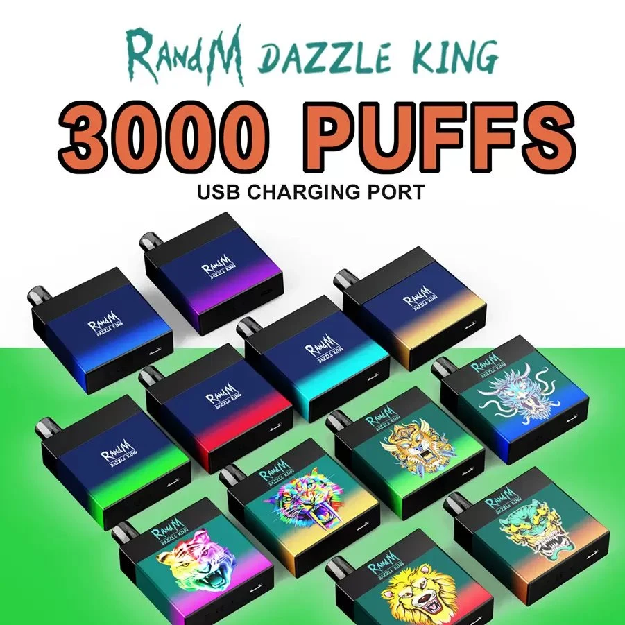 Authentic Randm Dazzle King 3000 Puffs 8ml Colorful LED Light USB Charge Port E Cigarette Disposable/Chargeable Vape Device