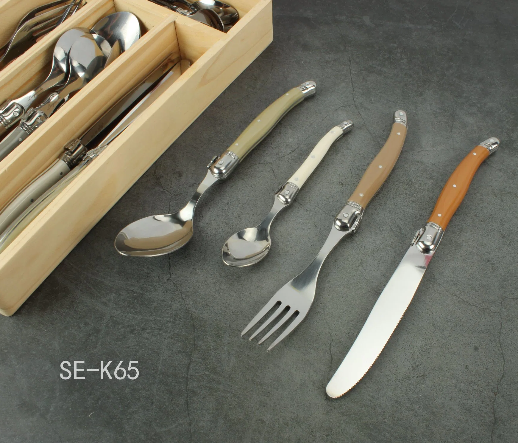 24 Pieces Cutlery Set with Colorful Handle (SE-K65)