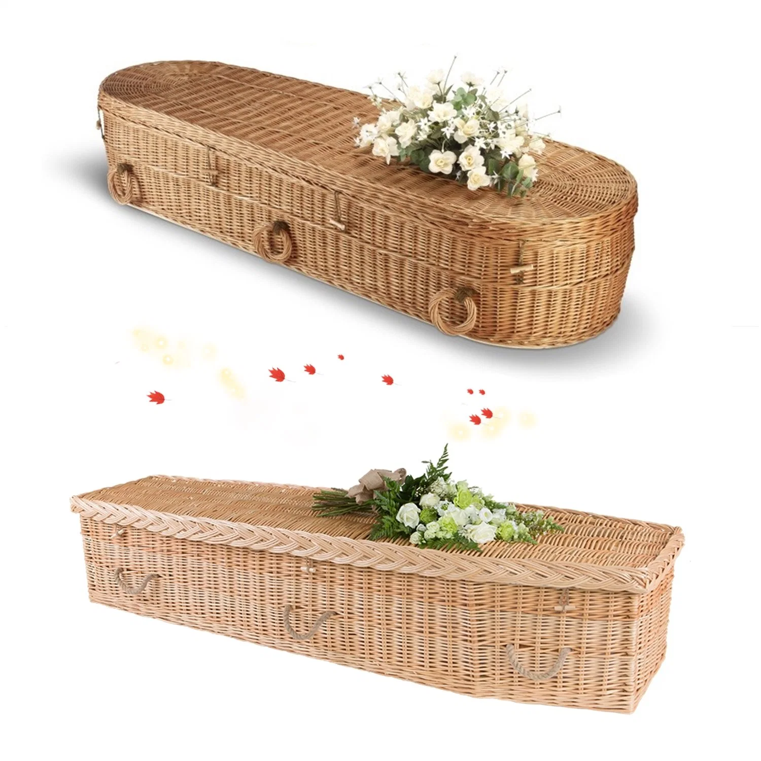 Recycled Wicker Hot Sale Coffin and Casket Funeral Home Supplies European Style Swing Handles European Countries