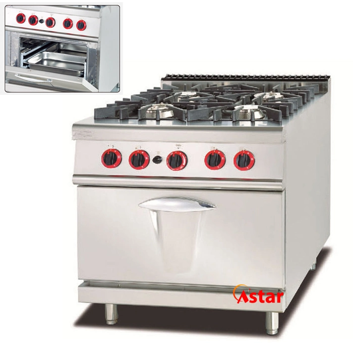 Kitchen Equipment Gas Range with 4-Burner&Gas Oven