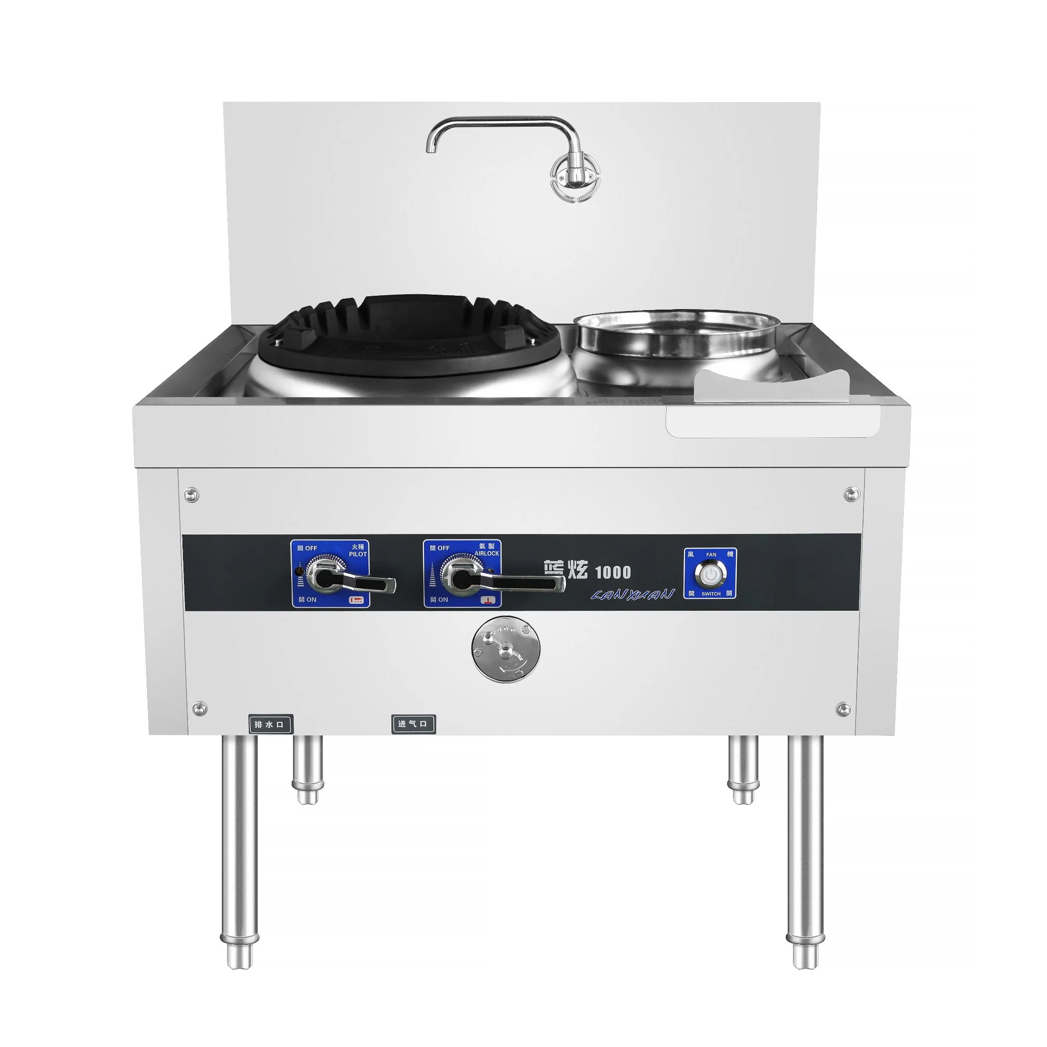 Chinese Lanxuan 1000 Cooking Stove Commercial Stainless Steel Cooker High Efficient Gas Range