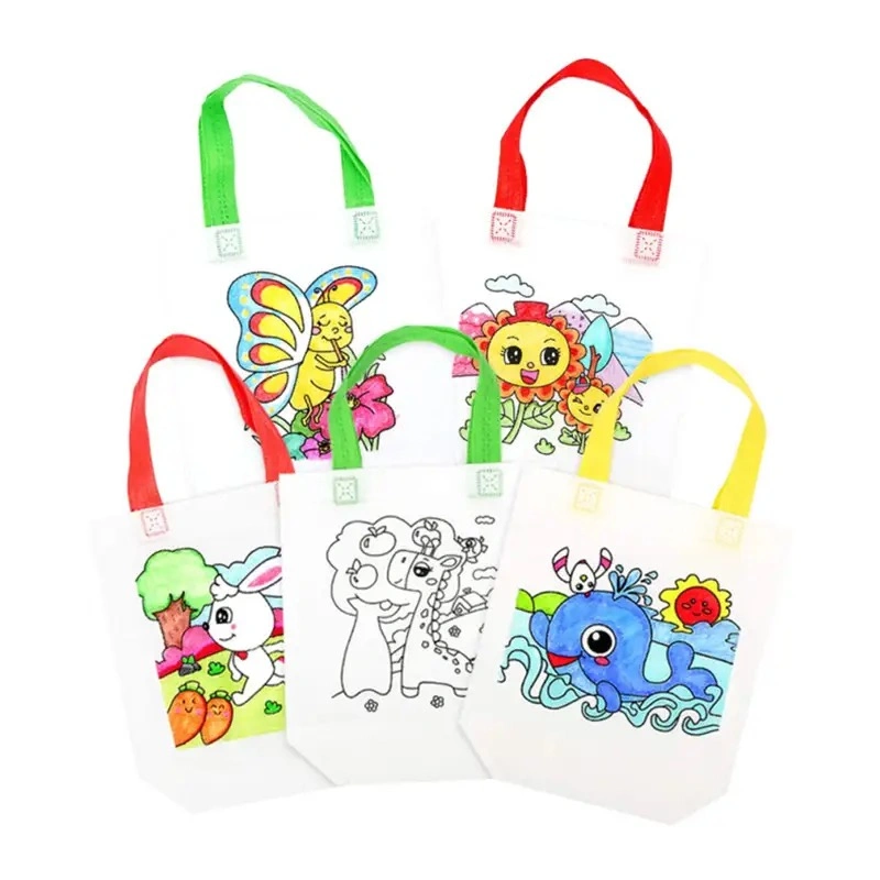 Reusable Kits DIY Popular Children's Painting Eco Laminated Non Woven Tote Bag Shopping Bag