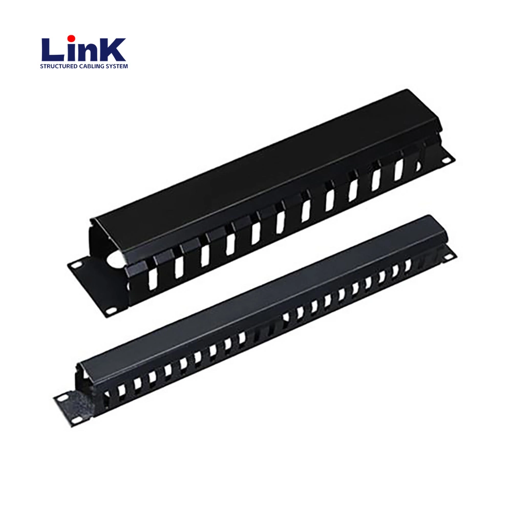 Server Rack Cable Management Metal Finger Duct Wire Organizer with Cover and Mounting Screws for Network Cabinet