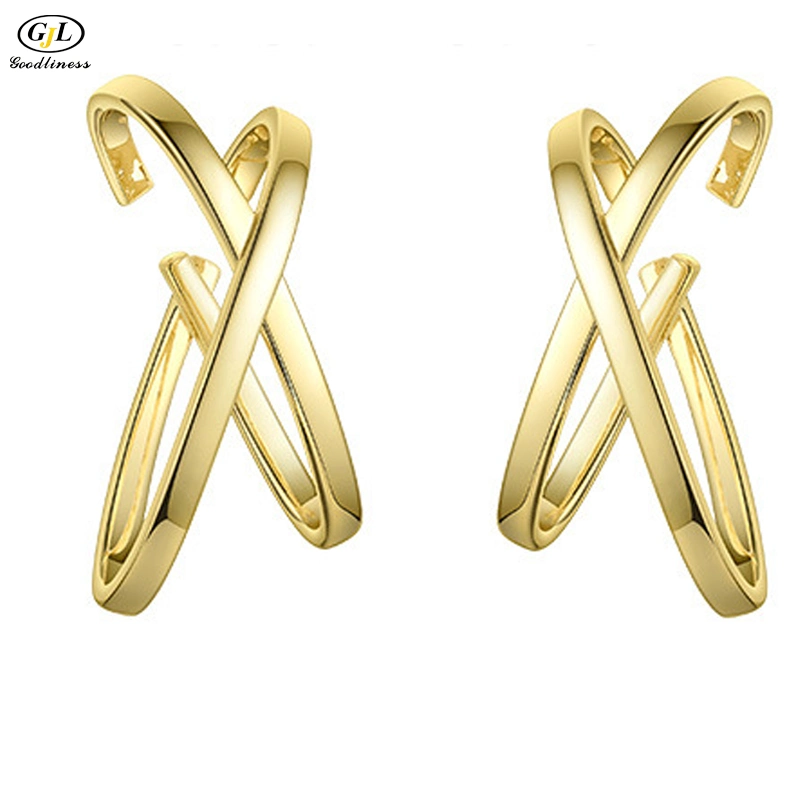 Fashion Lady No Punch Ear Cross Earrings Ear Clip Gold Plated fashion Jewelry