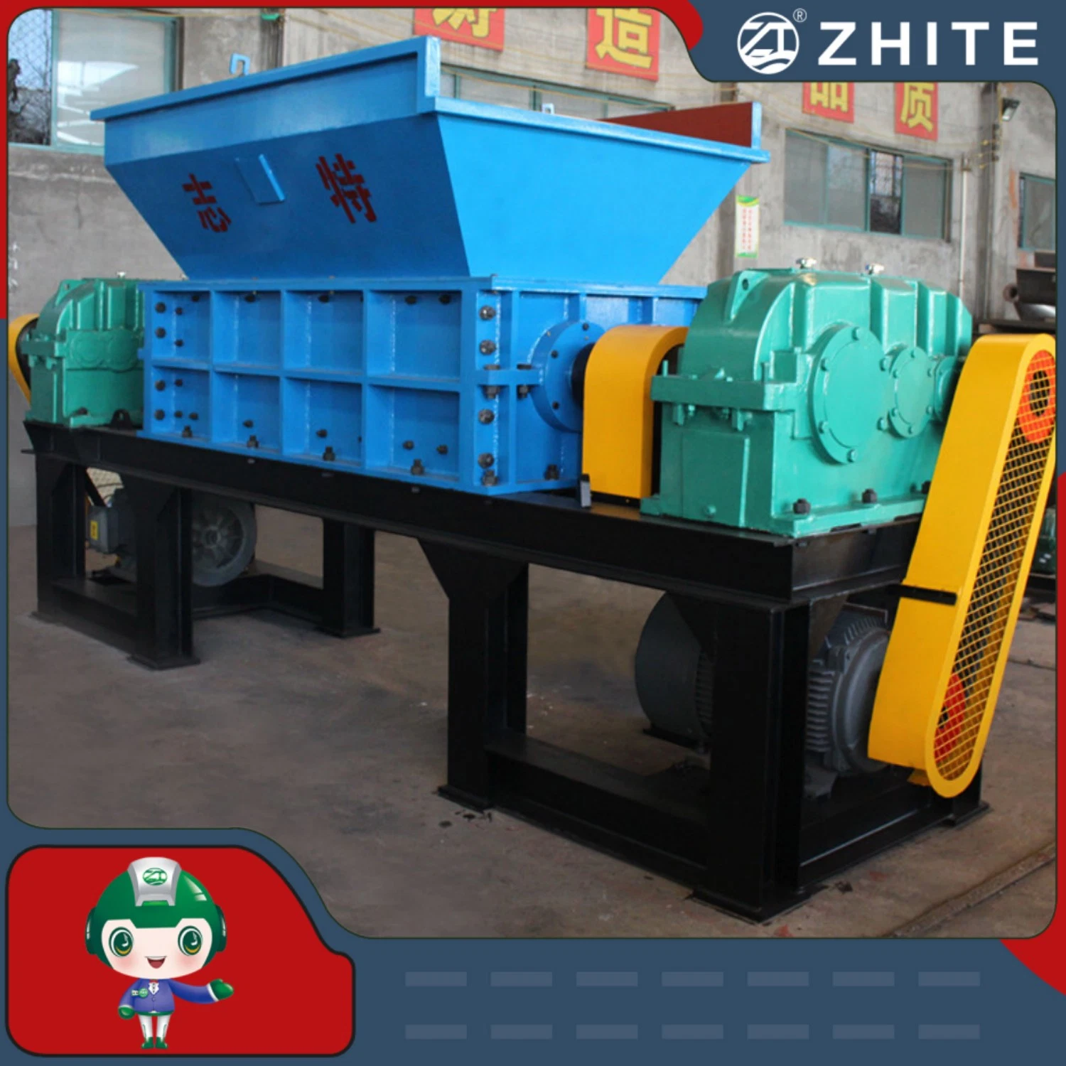 Plastic/Tire/Metal/Waste/Glass/Drum Double Shaft Shredder Wood Two Shaft Crusher