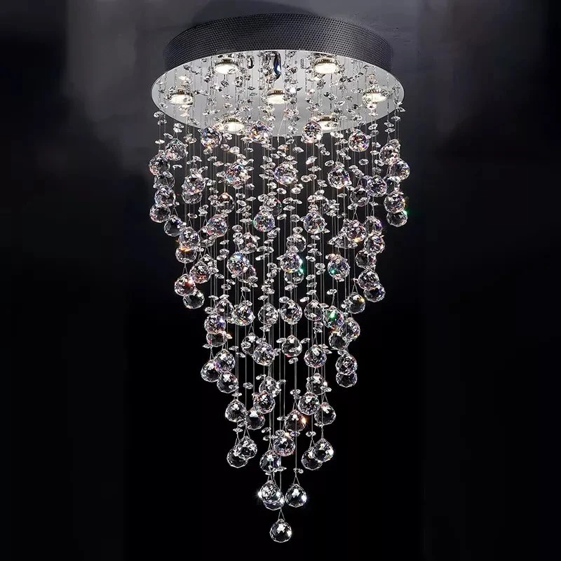 Chrome Plated Round LED Ceiling Light Crystal Ball Chandelier Modern Small Pendant Light Rain Drop Pendant Lighting