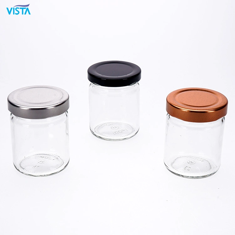 Vista 100ml Small Round Glass Jam Jars Glass with Metal Lid Storage Pickles Jar for Food