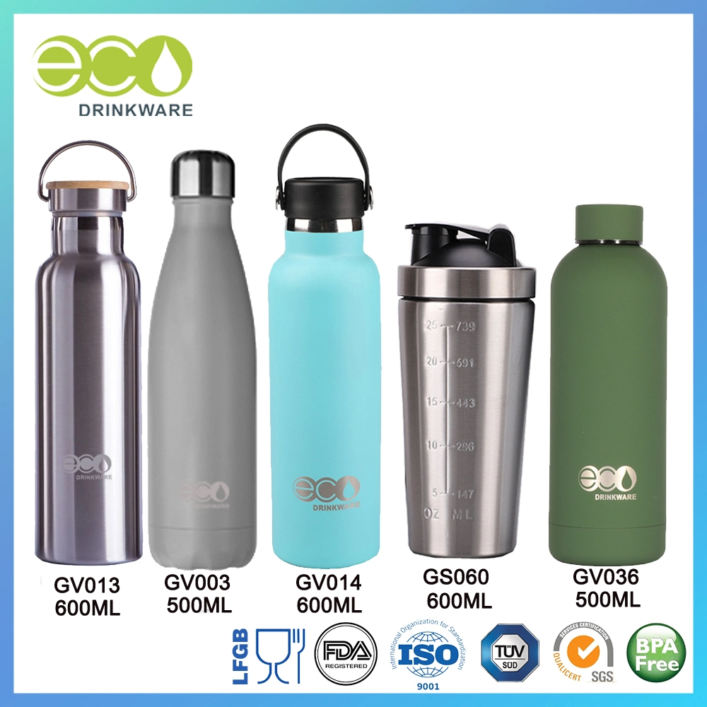 La FDA LFGB frasco vacío de acero inoxidable 304 Taza Mug agitador de proteína de la botella de agua vaso termo Vaso de acero inoxidable