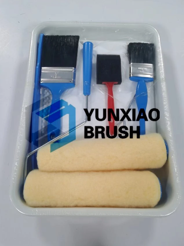 8PCS Valuable 9" Paint Tray Set (9" roller cover*2 with frame, metal paint tray, tray liner*1, 3", 4" paint brush)