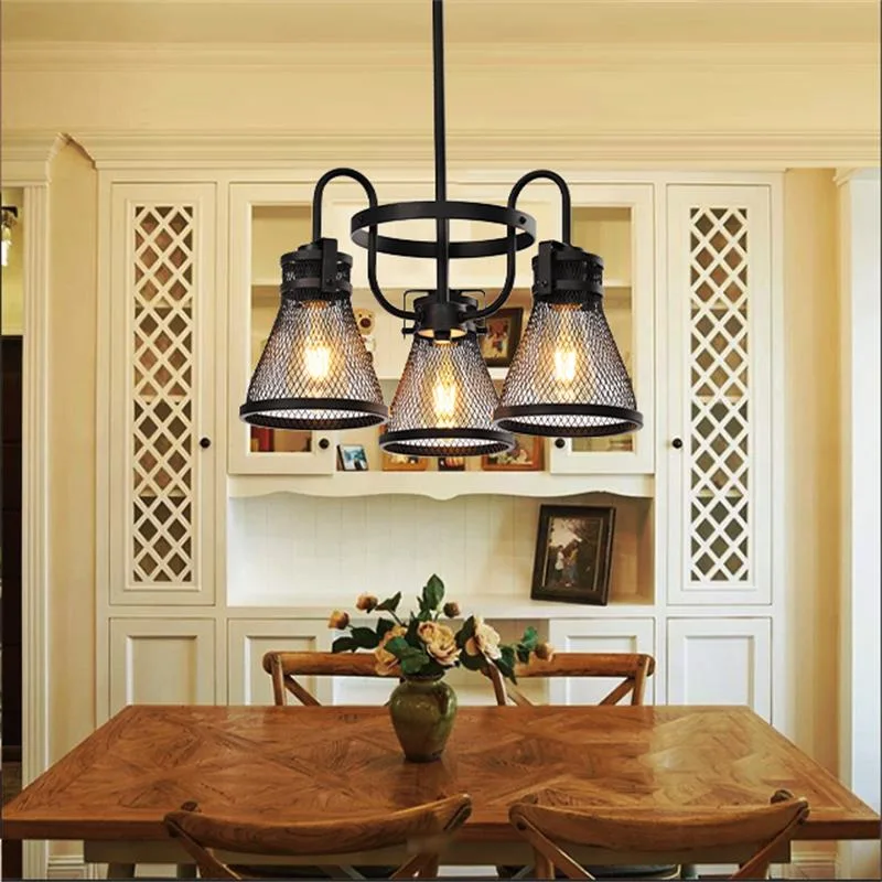 Nordic Industrial 3 Head Black Decorative Lighting LED Pendant Light