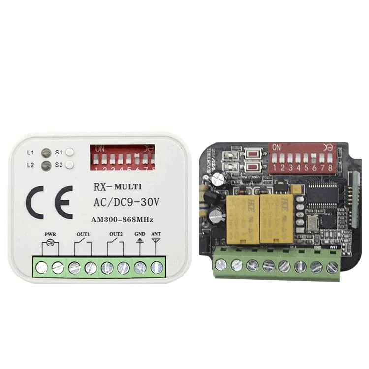 300-868 MHz Universal 2 Canal 9-30V Rolling &amp; Fixed Code Garage Receptor remoto de porta de garagem para Sommer Horman Ditec Jcm, etc.