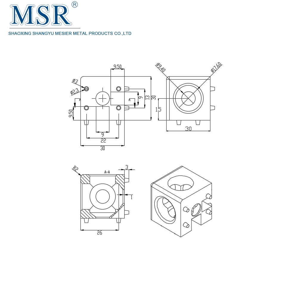 30b 3-Way Corner Connector for Aluminium Extrusion Profile