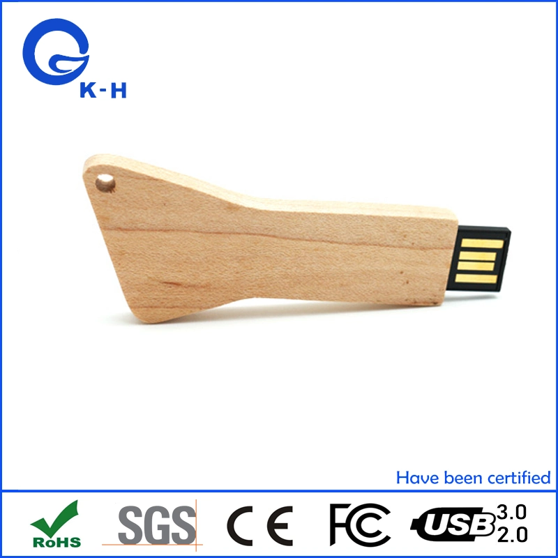 Triangle Wooden Key Shape USB Flash Memory Drive 16GB 32GB 64GB