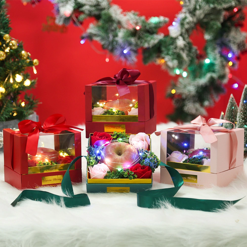 Caja de regalo de Navidad Apple paquete de regalo dulces de Navidad Adornos de Navidad de alta calidad paquete paquete de la barra de dulces de navidad vela Bufanda de verificación