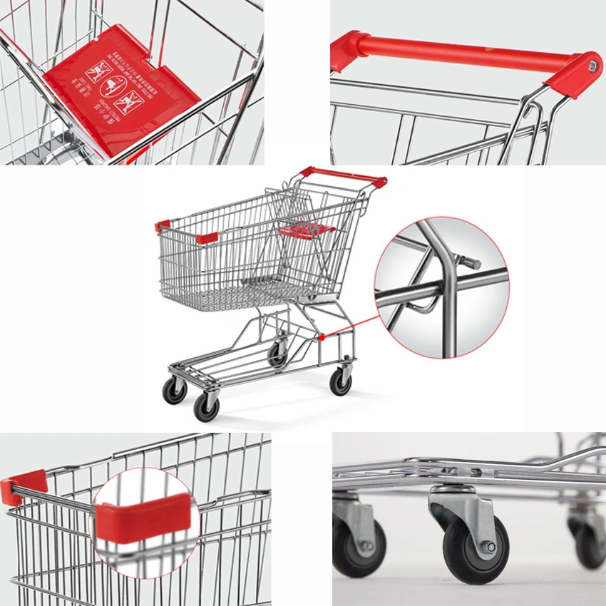 Großhandel/Lieferant Hand Push 4 Räder Supermarkt Metall Trolley Shopping Carts