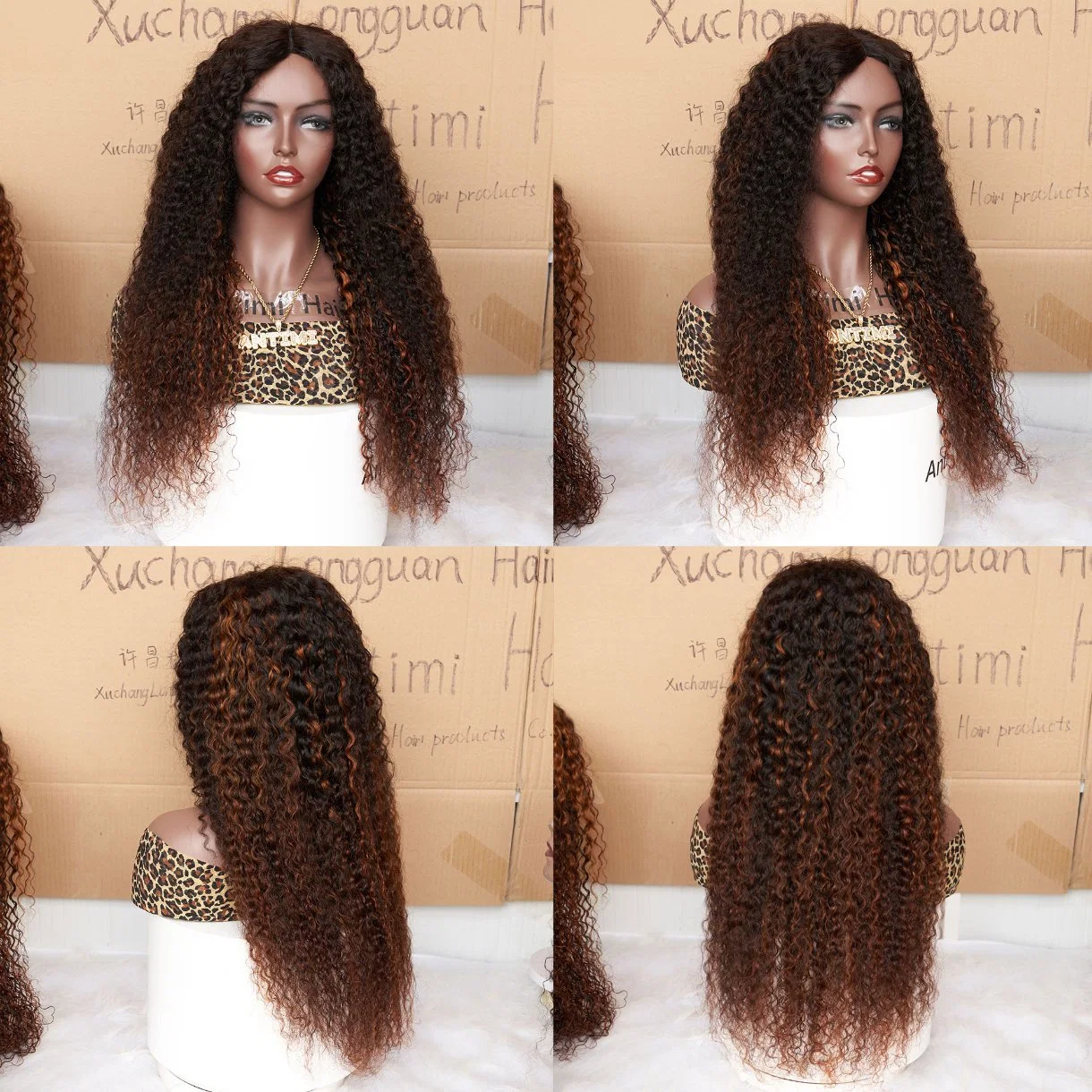 Factory Wholesale/Supplier Hair Piano Color Jerry Curly V Part Lace Front Wigs