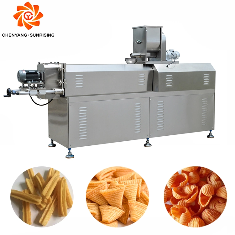 Frying Crispy 3D Corn Bugles Pellets Fried Chips Snacks Food Machine Production Line Bugles Making Extruder