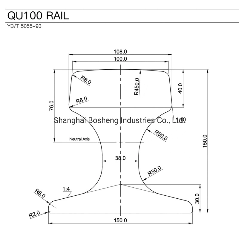 Clip pour Rail Rail de grue qu100/Rail/Chemin de Fer en Acier traité thermiquement/Rail Rail