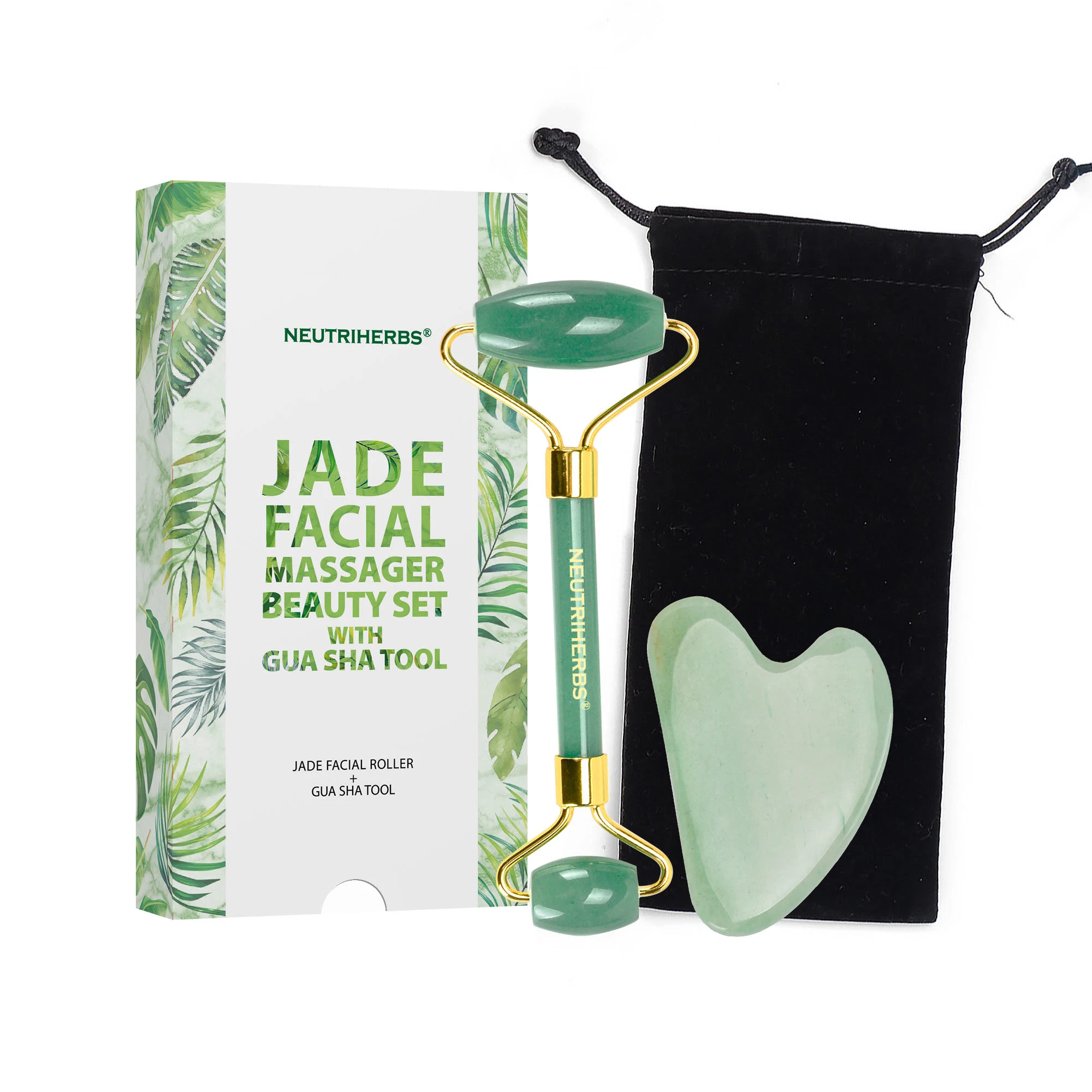 Частная этикетка средства для ухода за лицом Anti Wrinkle Green Jade Massager Ролик камня