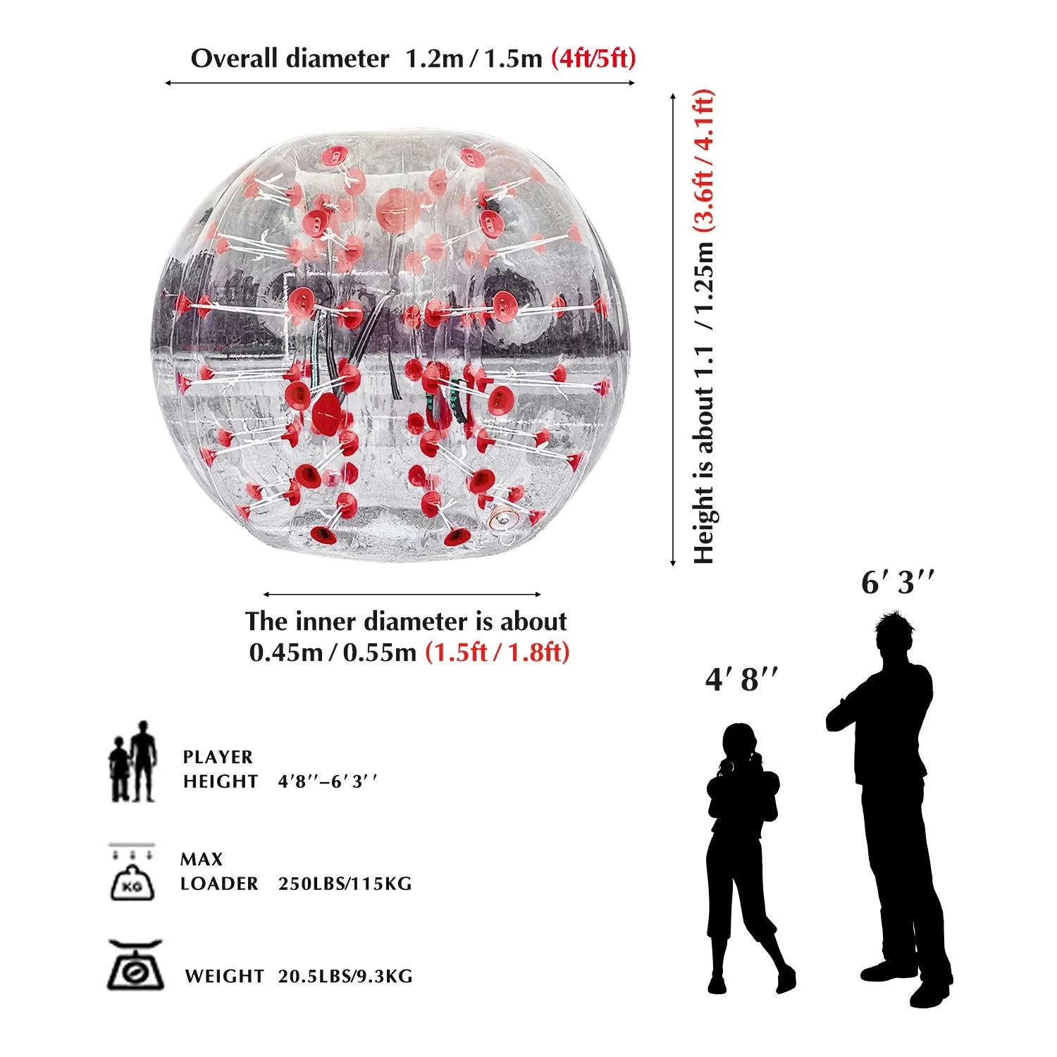 Fábrica de adultos cuerpo humano bola de parachoques Inflatable bola de burbujas de parachoques Burbuja inflable